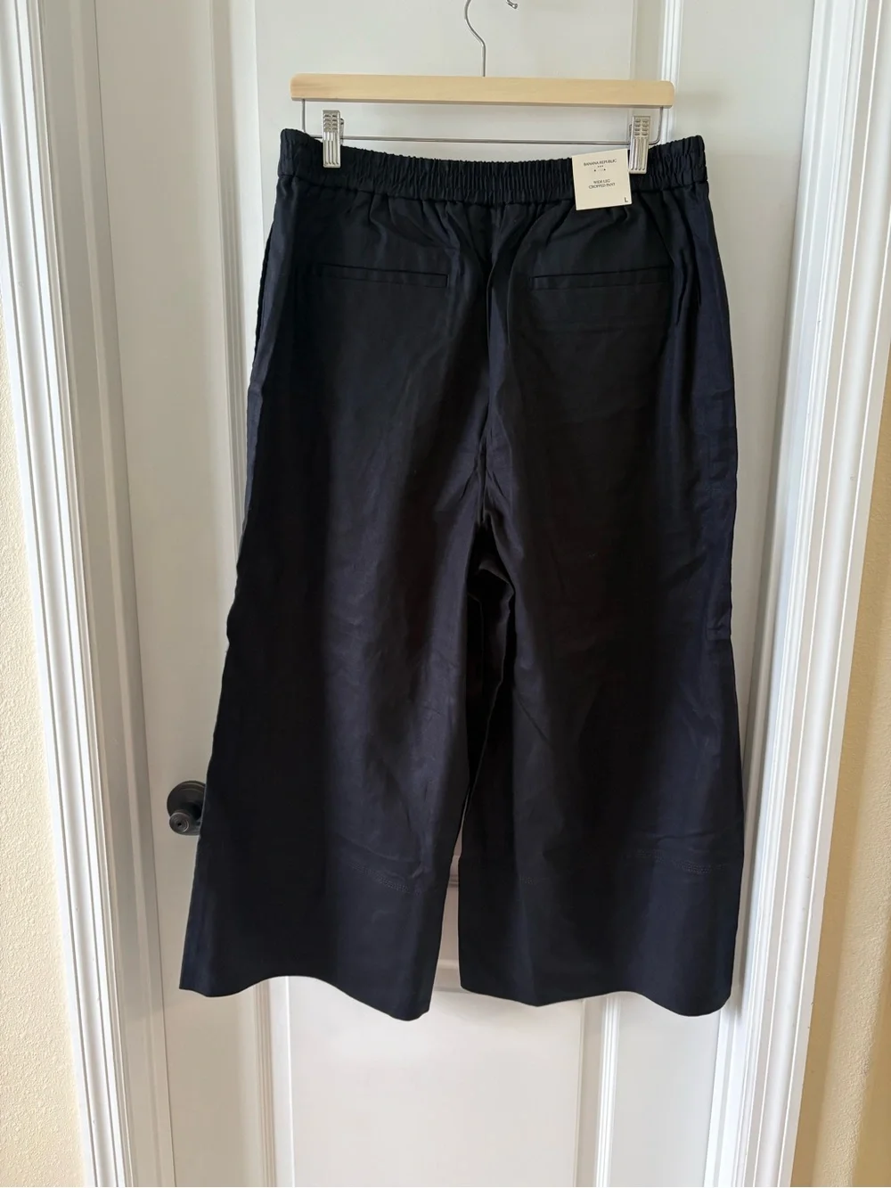 NWT Banana Republic Linen Blend Wide Leg Crop Pants Large Black